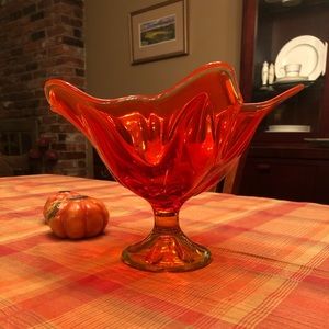 Mid century glass pedestal bowl.